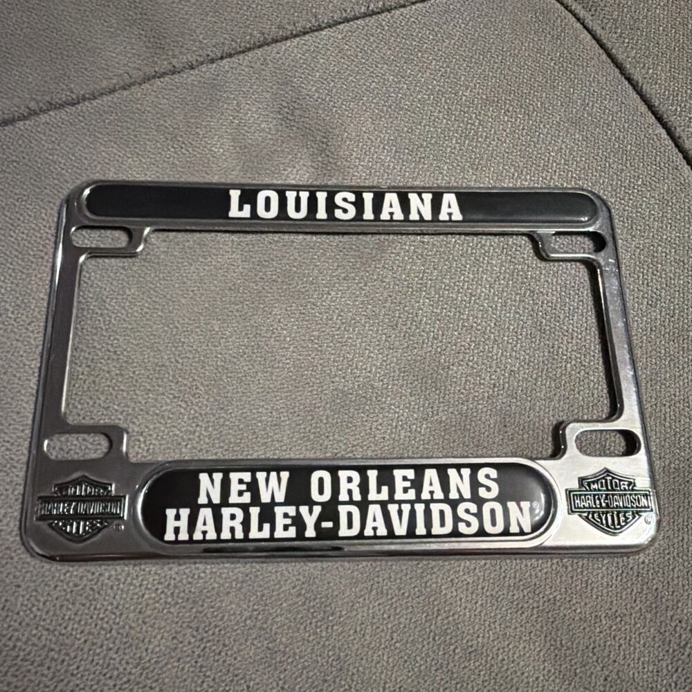 Harley Davidson Motorcycle License Plate Frame Metal Louisiana New Orleans